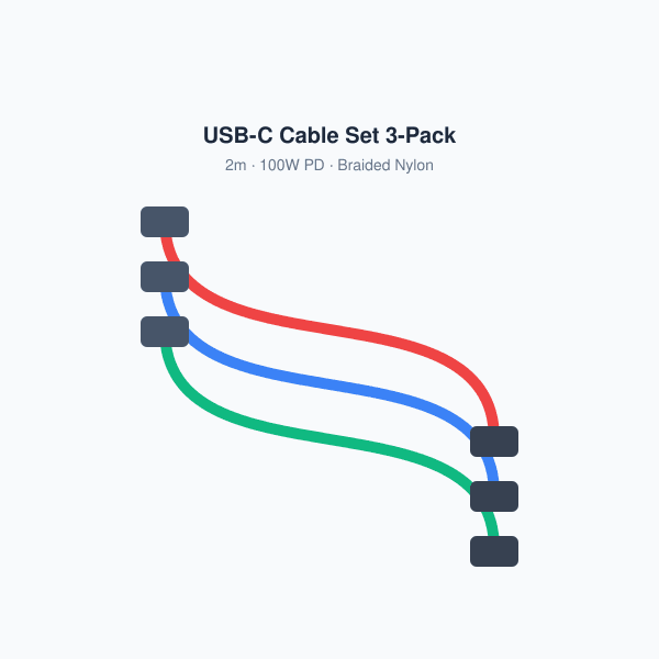 مجموعة كابلات USB-C (3 كابلات - 2 متر)